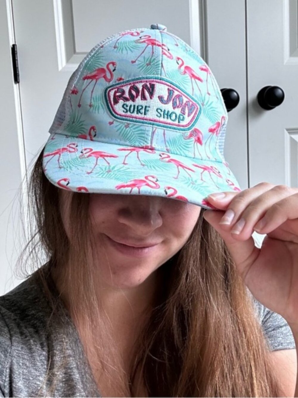 Ron Jon | Blue and Pink Flamingo Party Trucker Hat | One Size